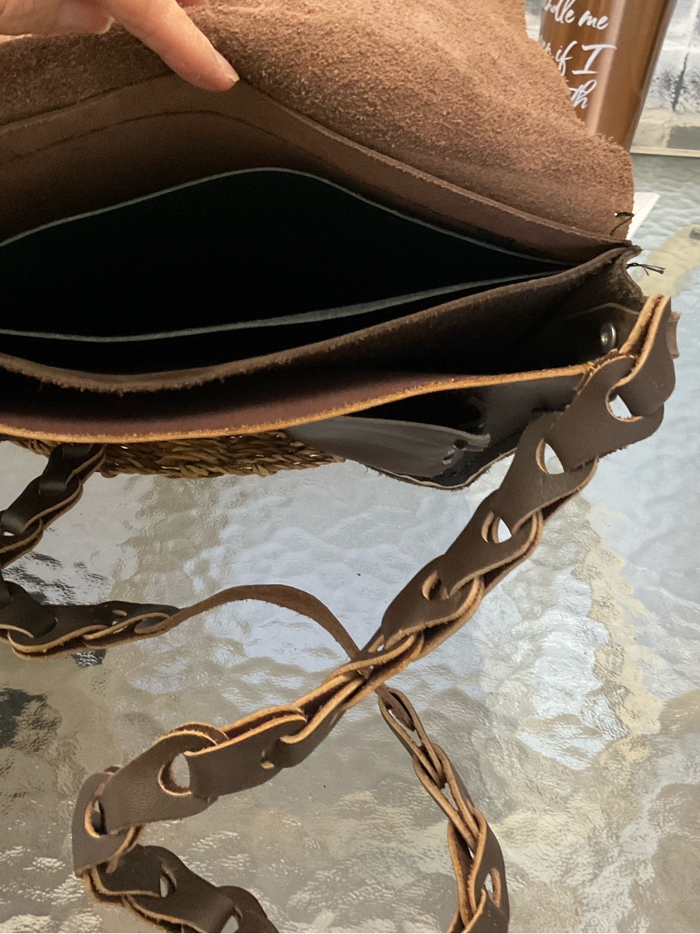 Bed Stu NWOT Distressed Dark Brown Leather Crossbody with Braided Strap - Picture 4 of 4